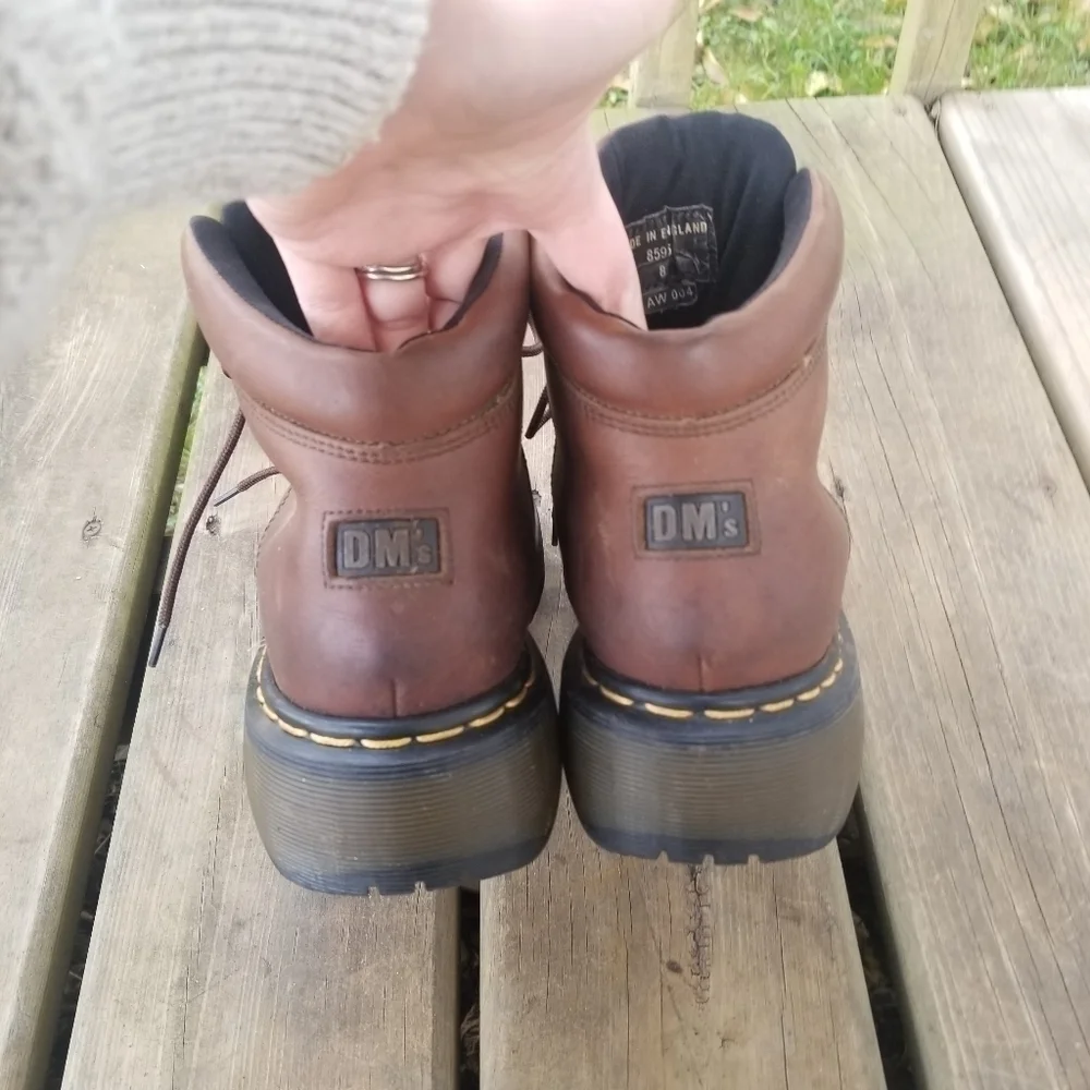 Dr Martens Vintage MIE 8595 Platform Lace-up Brown Leather Work‎ Boots 9